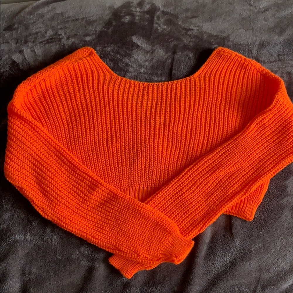 cropped orange fisherman sweater